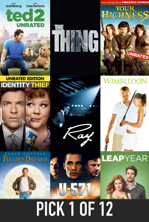 Pick 1 of 12 Movies - VUDU HD or iTunes HD VIA MA