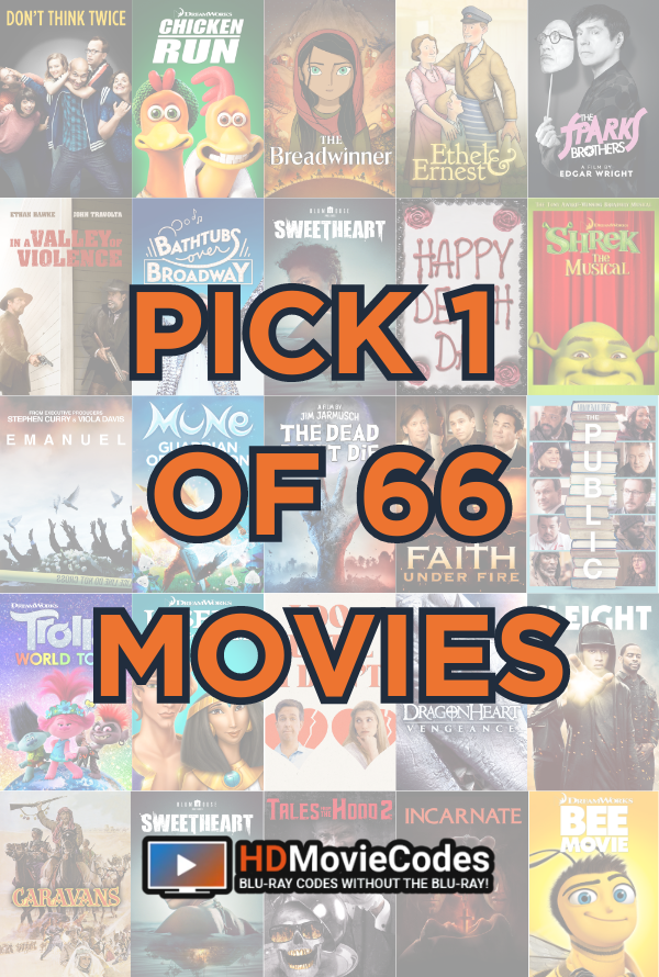 Pick 1 of 66 Movies VUDU HD or iTunes HD via MA