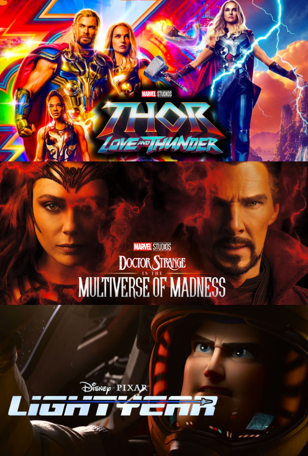Thor Love and Thunder, Doctor Strange in the Multiverse of Madness & Lightyear VUDU HD or iTunes HD via MA